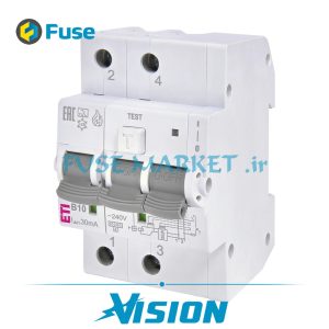 کلید ترکیبی جریان نشتی و قوس الکتریکی ای تی آی ETI 2173876 KZS AFDD 3M C25A A0.03 2P